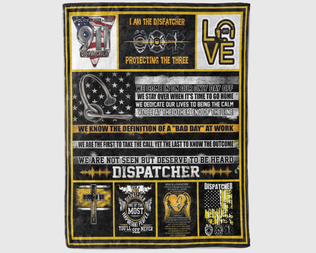 I Am A 911 Dispatcher Blanket, Thin Yellow Line Dispatch Blanket, Love 911 Blanket, Dispatcher Flag Blanket, Police Dispatcher Blanket
