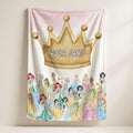 Custom Disney Princesses Blanket, Custom Bedroom Decor, Magic Kingdom Blanket, Disney Birthday Girl, Personalized Woven Fleece Blanket