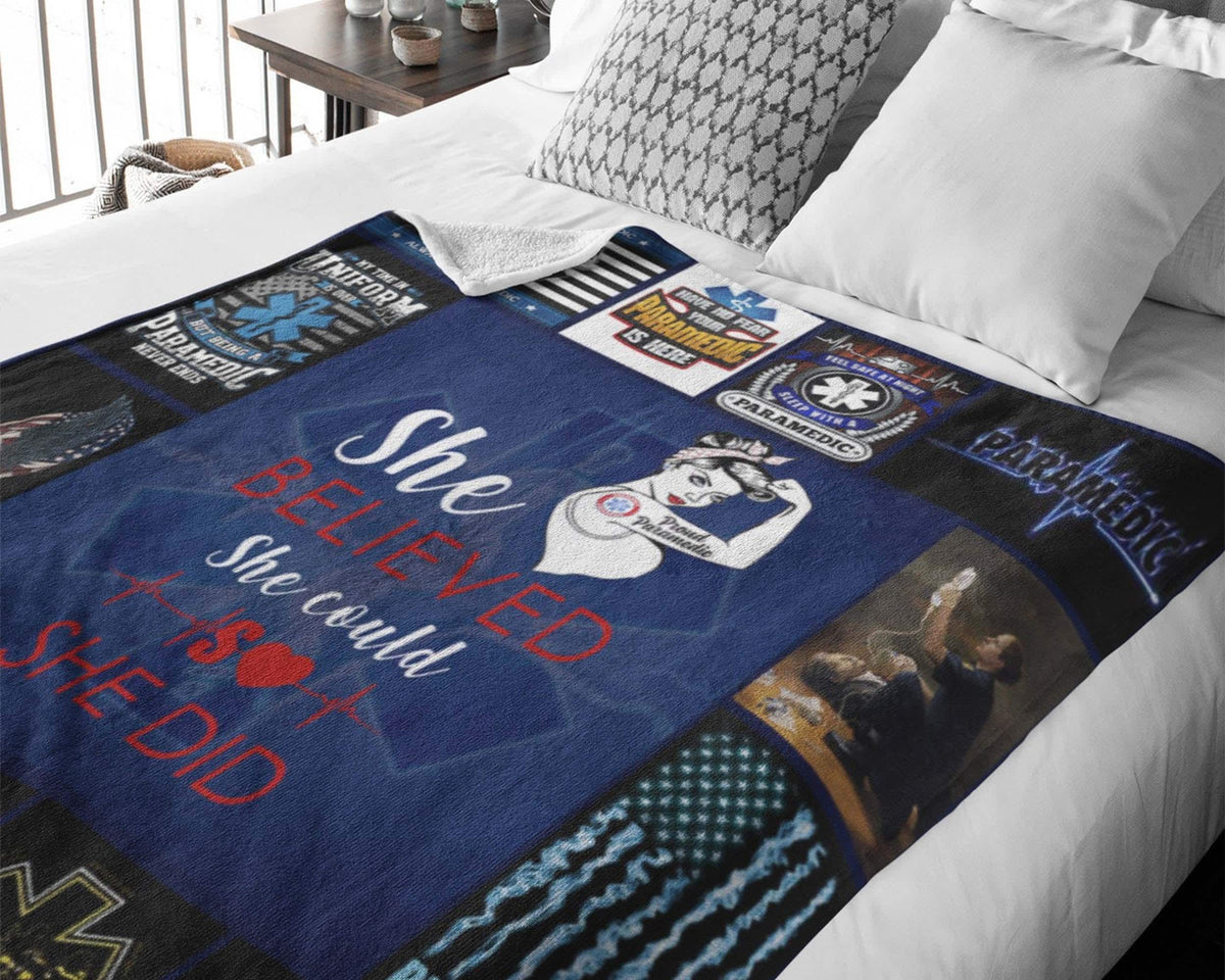 Proud Paramedic Blanket, EMT Blanket, Strong Woman Blanket, Star Of Life Blanket, EMS Blanket, Ambulance Services Blanket, Medical Blanket