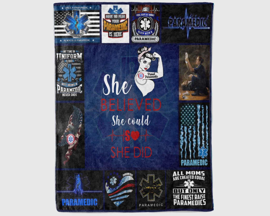 Proud Paramedic Blanket, EMT Blanket, Strong Woman Blanket, Star Of Life Blanket, EMS Blanket, Ambulance Services Blanket, Medical Blanket