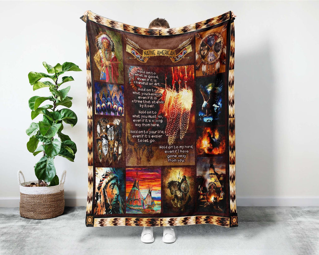 Hold On To What Is Good Native American Blanket, American Indian Blanket, Western Blanket, Grandma Blanket, Grandpa Blanket, Dad Blanket