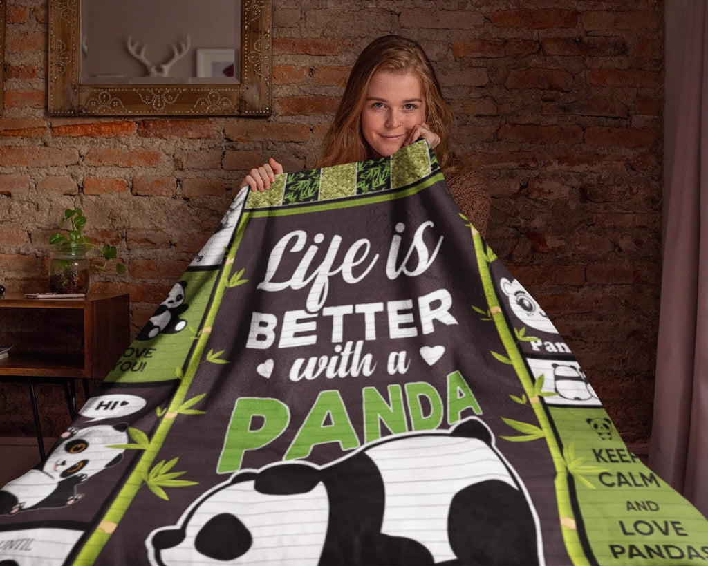 Life Is Better With A Panda Blanket, Cute Panda Fleece Sherpa Blanket, Panda Lover Blanket, Pandastic Blanket, Baby Girl Christmas Blanket