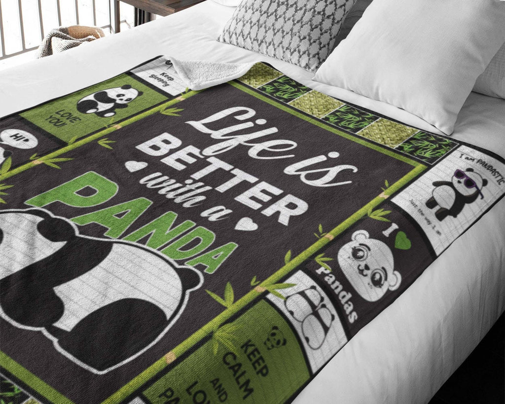 Life Is Better With A Panda Blanket, Cute Panda Fleece Sherpa Blanket, Panda Lover Blanket, Pandastic Blanket, Baby Girl Christmas Blanket