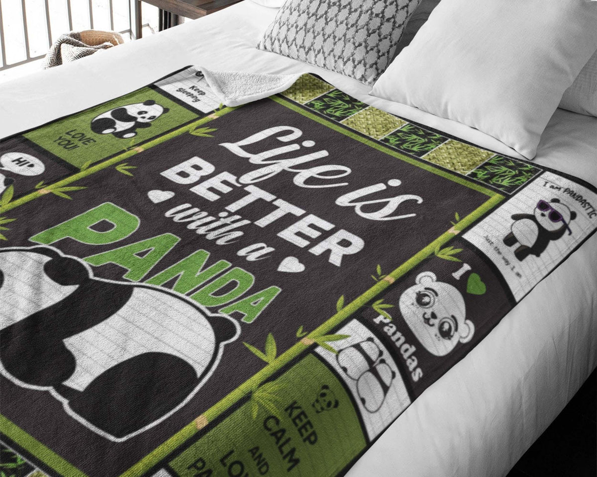 Life Is Better With A Panda Blanket, Cute Panda Fleece Sherpa Blanket, Panda Lover Blanket, Pandastic Blanket, Baby Girl Christmas Blanket