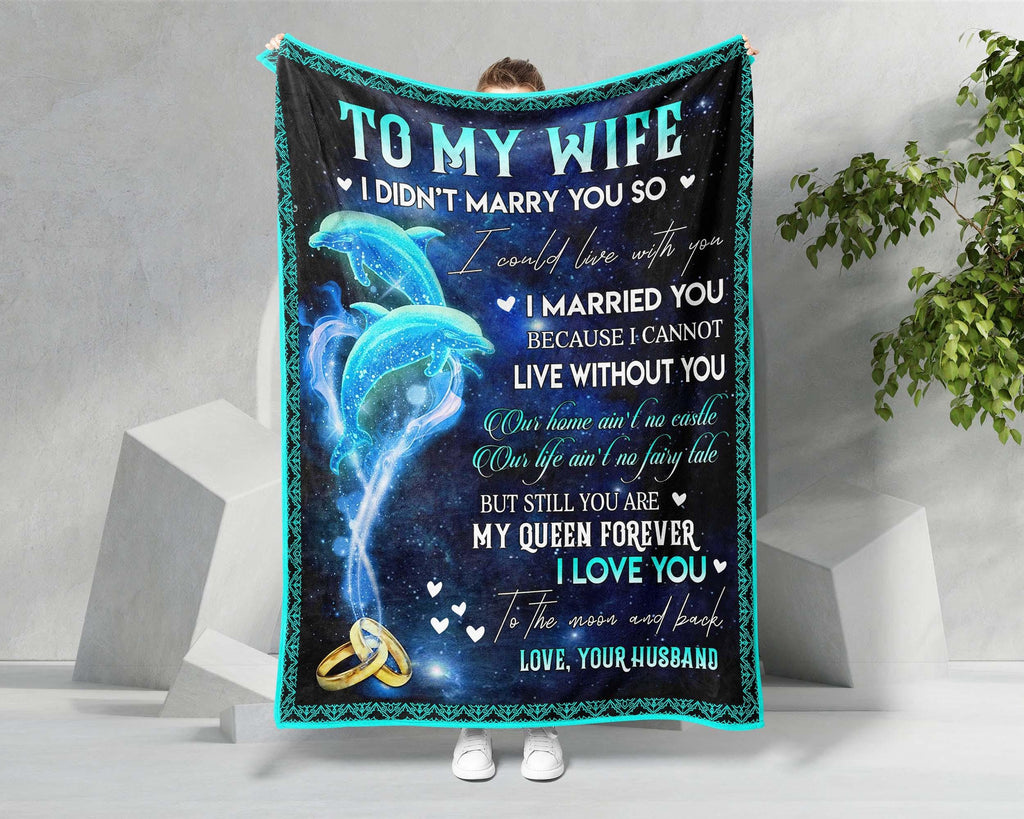 To My Wife Blanket, Couple Dolphin Blanket, Letter To Wife Blanket, Love Letter Blanket, Wife Blanket From Husband, Wife Birthday Gifts