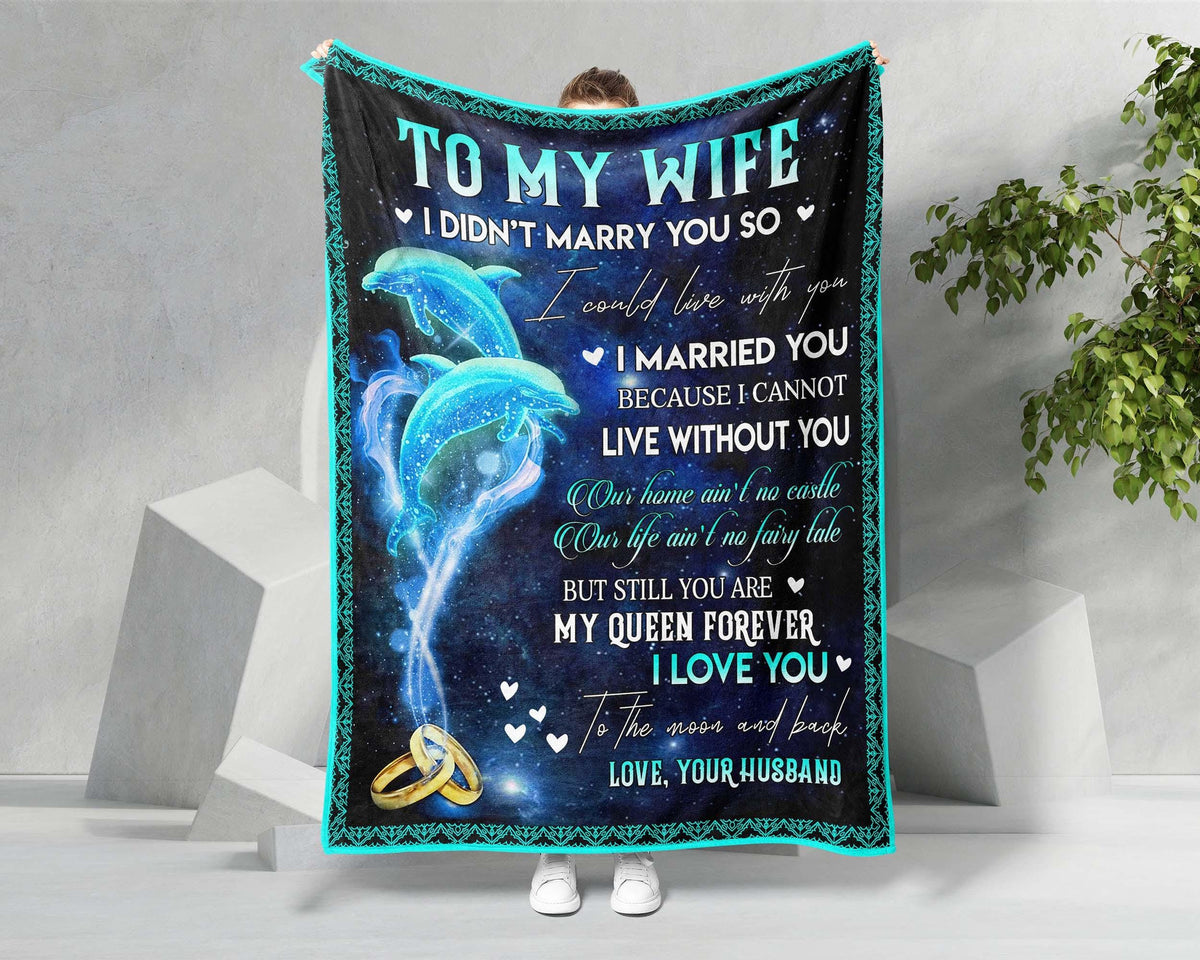 To My Wife Blanket, Couple Dolphin Blanket, Letter To Wife Blanket, Love Letter Blanket, Wife Blanket From Husband, Wife Birthday Gifts