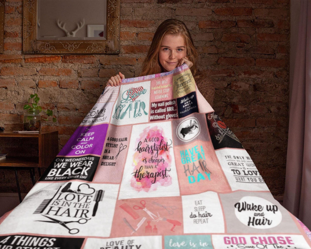 Hair Stylist Blanket, Hairdresser Fleece Sherpa Blanket, Hair Style Blanket, Hair Hustler Blanket, Beautician Blanket, Hair Stylist Gift