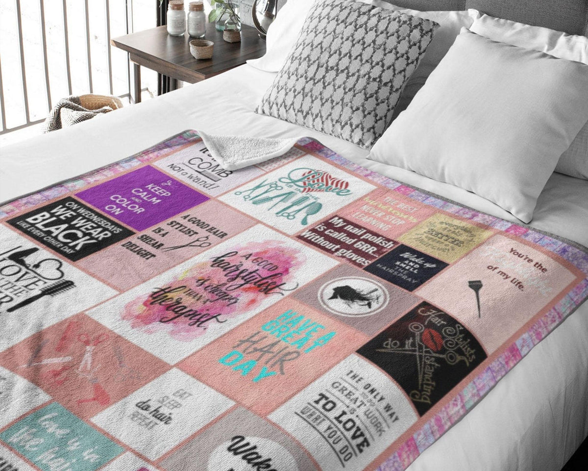 Hair Stylist Blanket, Hairdresser Fleece Sherpa Blanket, Hair Style Blanket, Hair Hustler Blanket, Beautician Blanket, Hair Stylist Gift