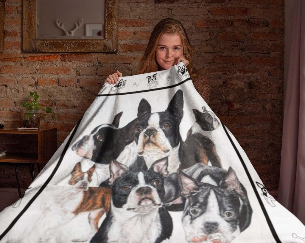 Cute Boston Terrier Blanket, Boston Terrier Lover Blanket, Dog Lover Blanket, Dog Mom Blanket, Dog Owner Blanket, Boston Terrier Mom Gift
