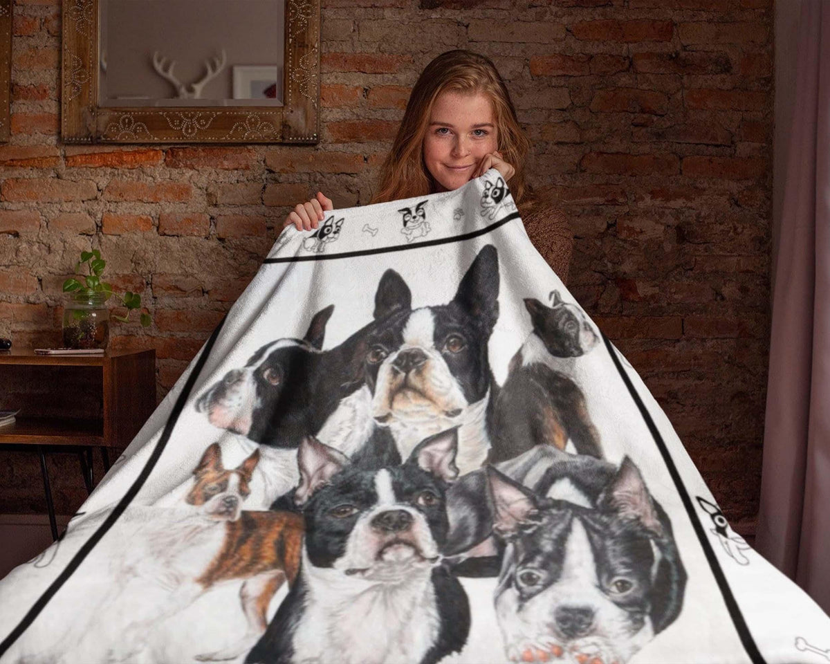 Cute Boston Terrier Blanket, Boston Terrier Lover Blanket, Dog Lover Blanket, Dog Mom Blanket, Dog Owner Blanket, Boston Terrier Mom Gift