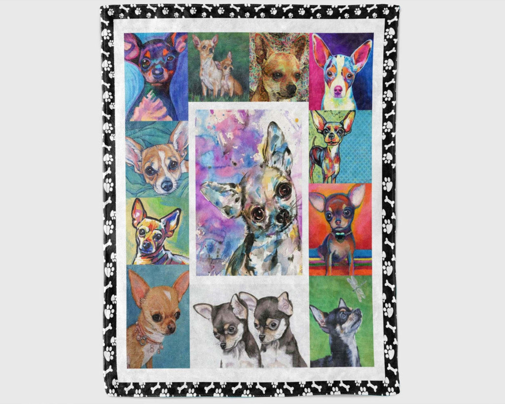 Colorful Chihuahua Blanket, Chihuahua Mom Blanket, Chihuahua Fleece Sherpa Blanket, Dog Lover Blanket, Dog Mom Blanket, Chihuahua Lover Gift