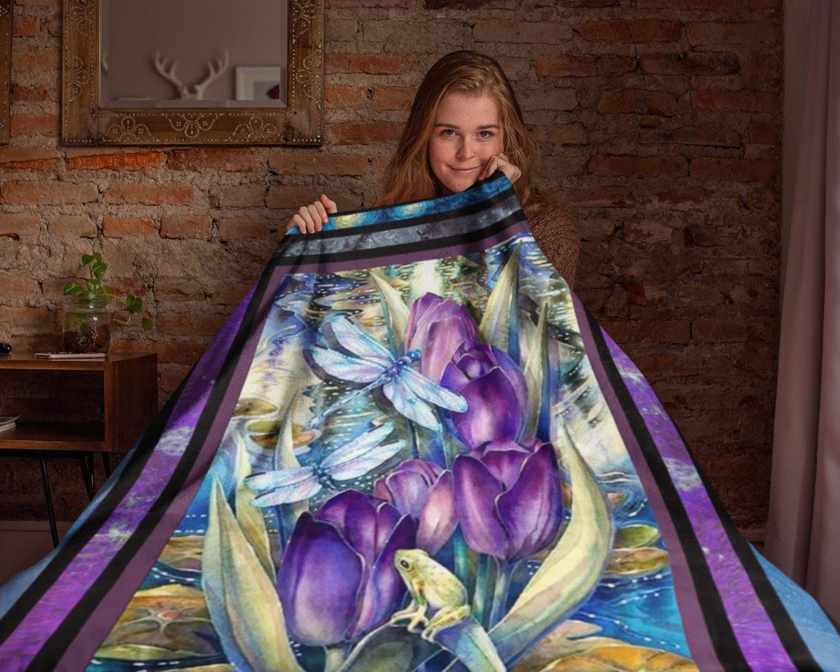 Vintage Dragonfly Blanket, Insect Blanket, Flying Animal Blanket, Dragonfly Fleece Sherpa Blanket, Animal Blanket, Daughter Birthday Blanket