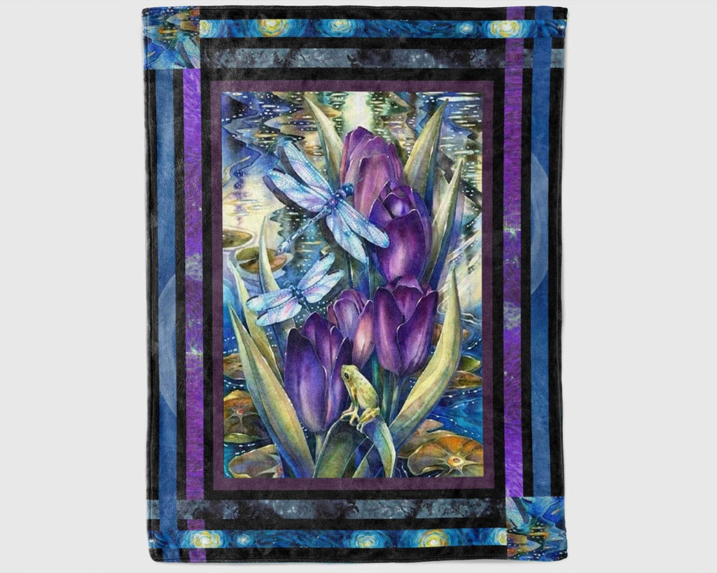 Vintage Dragonfly Blanket, Insect Blanket, Flying Animal Blanket, Dragonfly Fleece Sherpa Blanket, Animal Blanket, Daughter Birthday Blanket