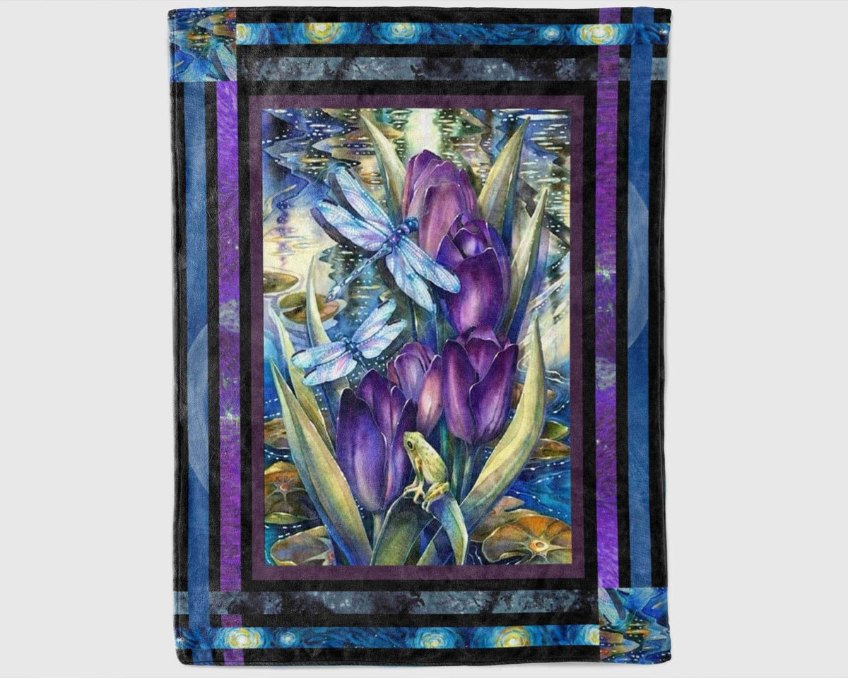 Vintage Dragonfly Blanket, Insect Blanket, Flying Animal Blanket, Dragonfly Fleece Sherpa Blanket, Animal Blanket, Daughter Birthday Blanket