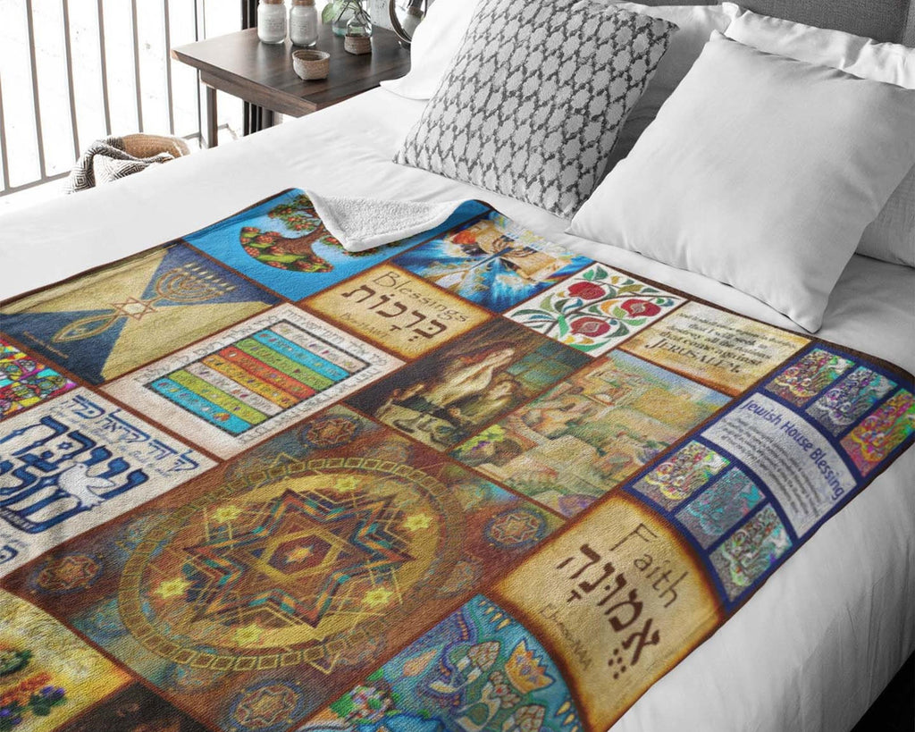 Jewish Blessing Blanket, Jews Blanket, Hanukkah Blanket, Chanukah Blanket, Star Of David Blanket, Judaism Blanket, Menorah Blanket