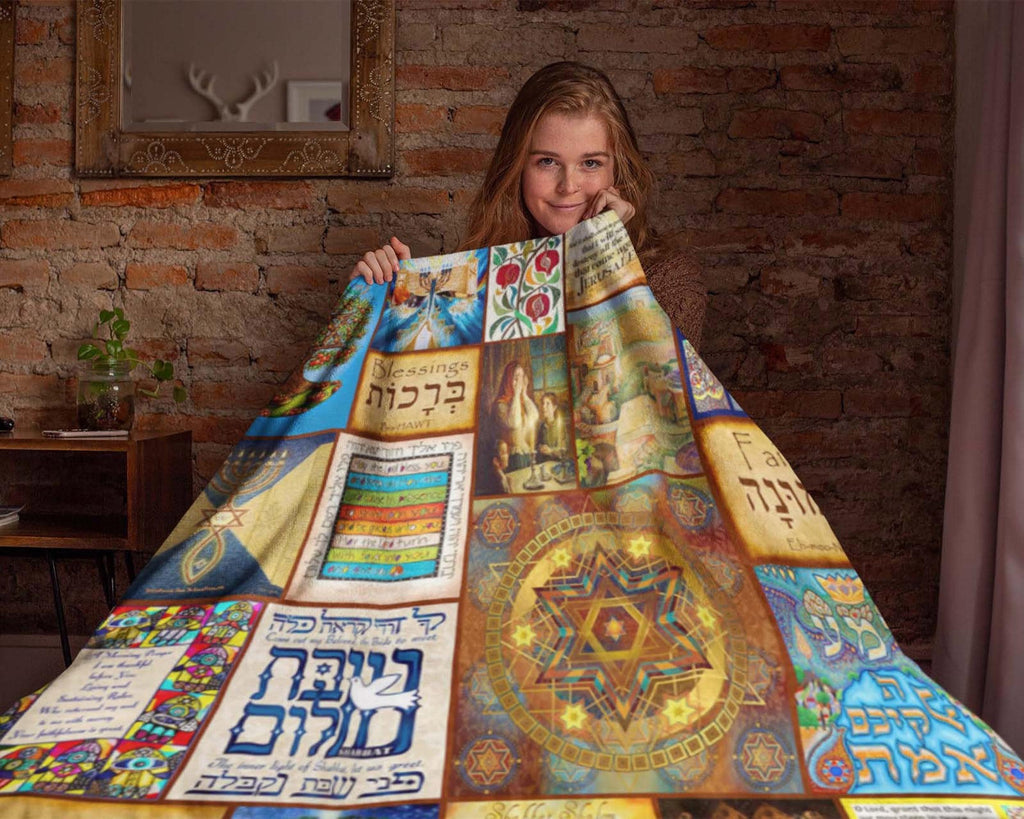 Jewish Blessing Blanket, Jews Blanket, Hanukkah Blanket, Chanukah Blanket, Star Of David Blanket, Judaism Blanket, Menorah Blanket