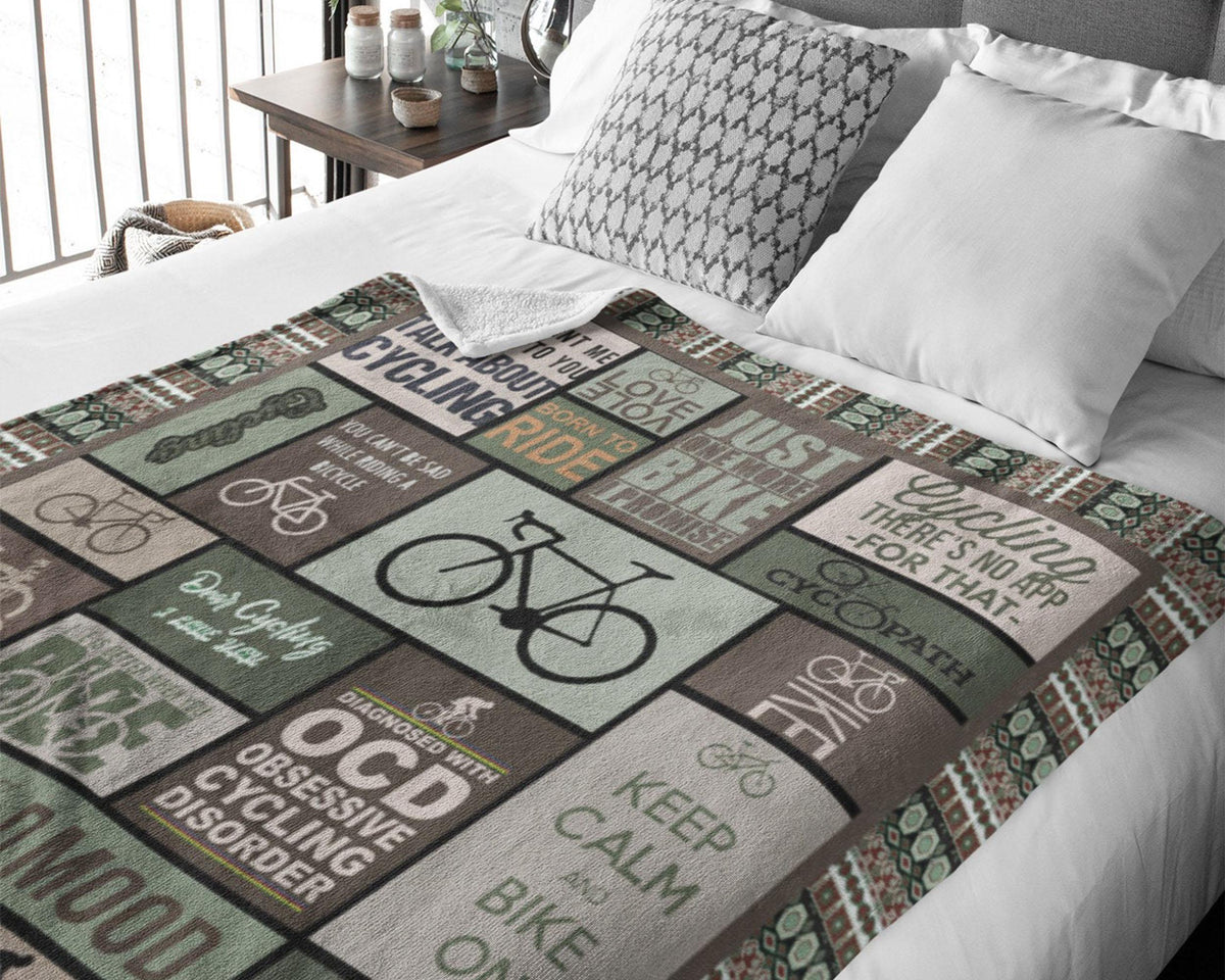 Cycling Blanket, Biking Blanket, Cycle Blanket, Road Bike Blanket, Bike Fleece Sherpa Blanket, Bicycle Blanket, Sport Blanket Christmas Gift