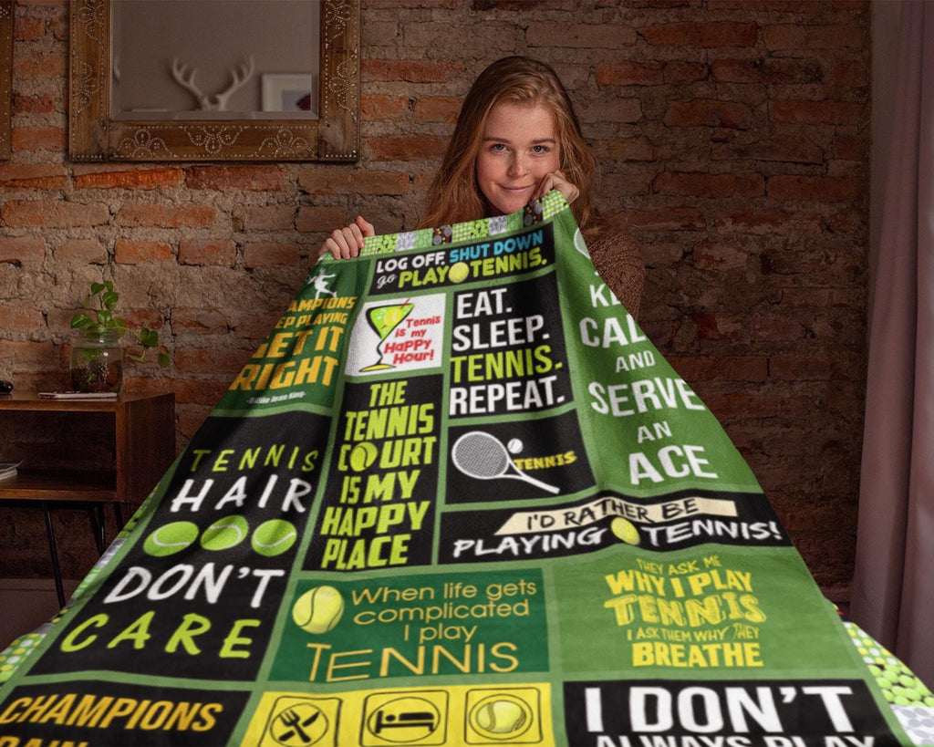 Tennis Fleece Sherpa Blanket, Tennis Player Blanket, Tennis Mom Blanket, Tennis Coach Gift, Tennis Quote Blanket, Sport Lover Blanket