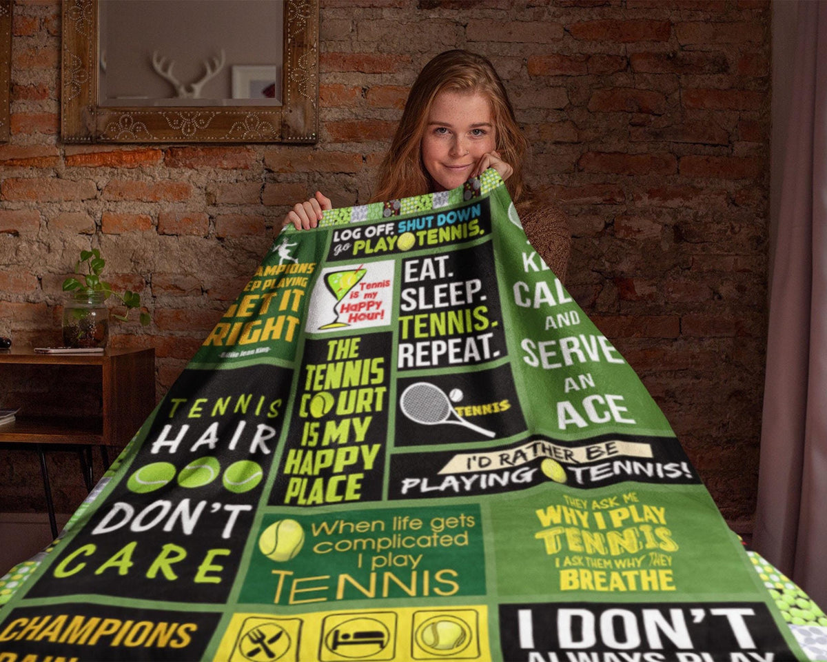 Tennis Fleece Sherpa Blanket, Tennis Player Blanket, Tennis Mom Blanket, Tennis Coach Gift, Tennis Quote Blanket, Sport Lover Blanket