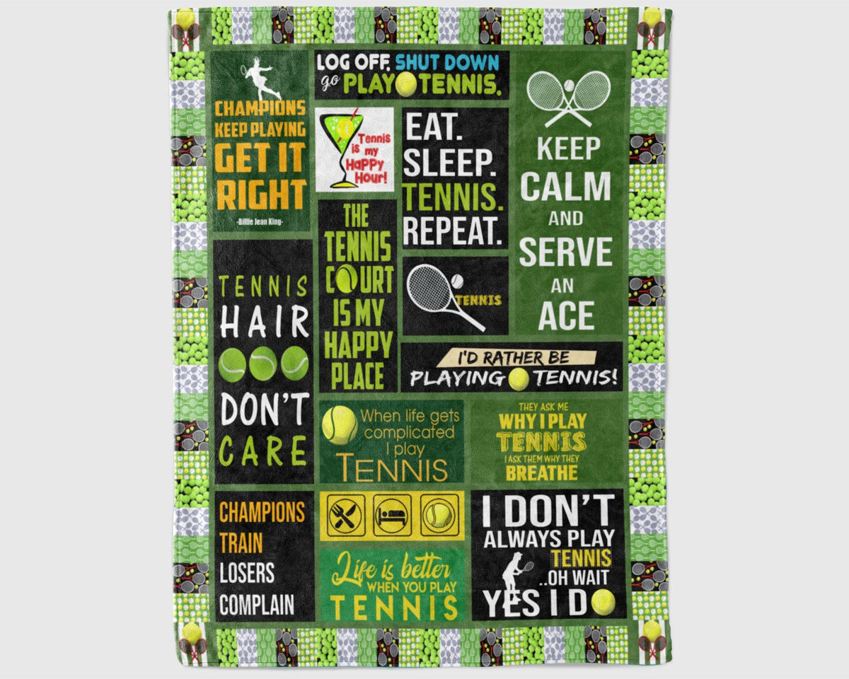 Tennis Fleece Sherpa Blanket, Tennis Player Blanket, Tennis Mom Blanket, Tennis Coach Gift, Tennis Quote Blanket, Sport Lover Blanket