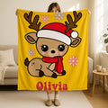 Custom Boys and Girls Reindeer Christmas Blanket,Personalized Kds Christmas Name Throw,First Christmas Throw,Christmas Reindeer Nursery Gift