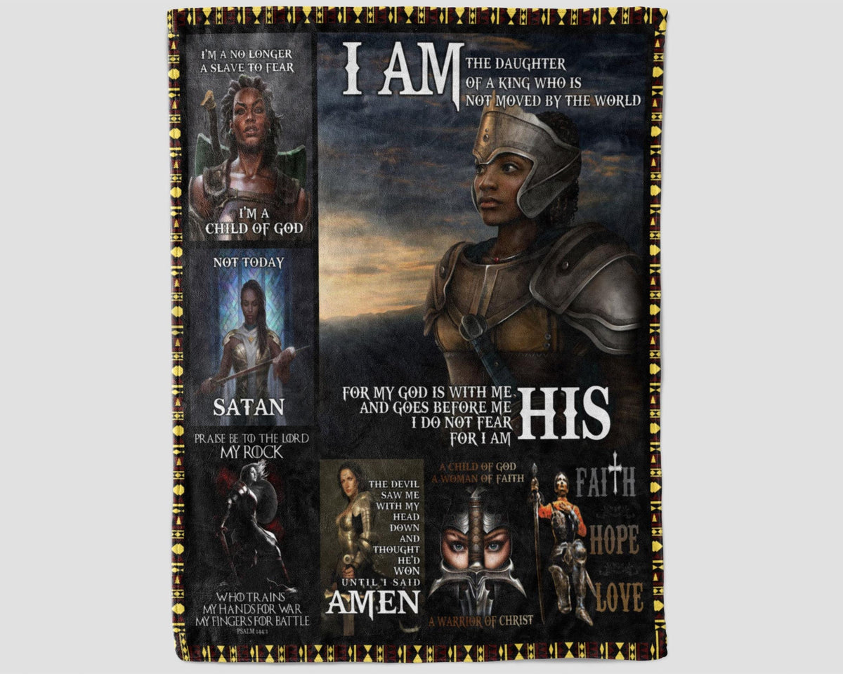 Black Queen Warrior Of Christ Blanket, Child Of God Blanket, Melanin Queen Blanket, Africa American Blanket, Black Woman Blanket Gift