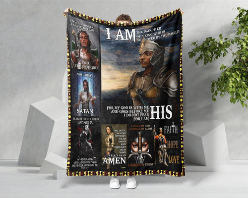 Black Queen Warrior Of Christ Blanket, Child Of God Blanket, Melanin Queen Blanket, Africa American Blanket, Black Woman Blanket Gift