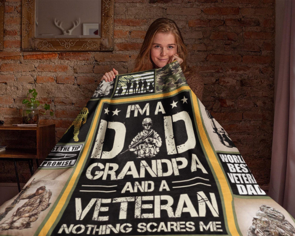 US Veteran Dad Blanket, Proud Veteran Dad Blanket, US Army Dad Blanket, Military Blanket, Retired Veteran Dad Blanket, US Soldier Blanket