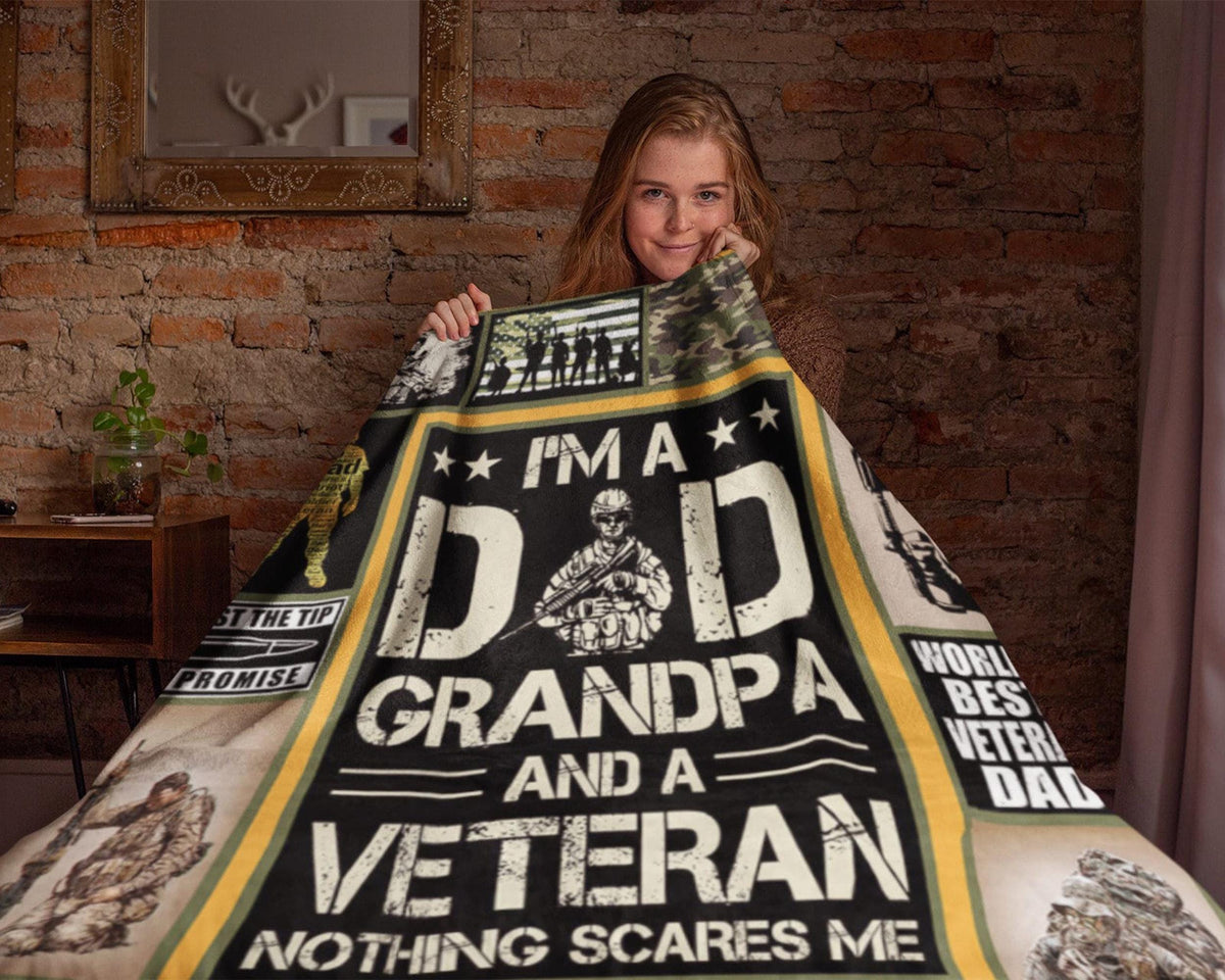 US Veteran Dad Blanket, Proud Veteran Dad Blanket, US Army Dad Blanket, Military Blanket, Retired Veteran Dad Blanket, US Soldier Blanket