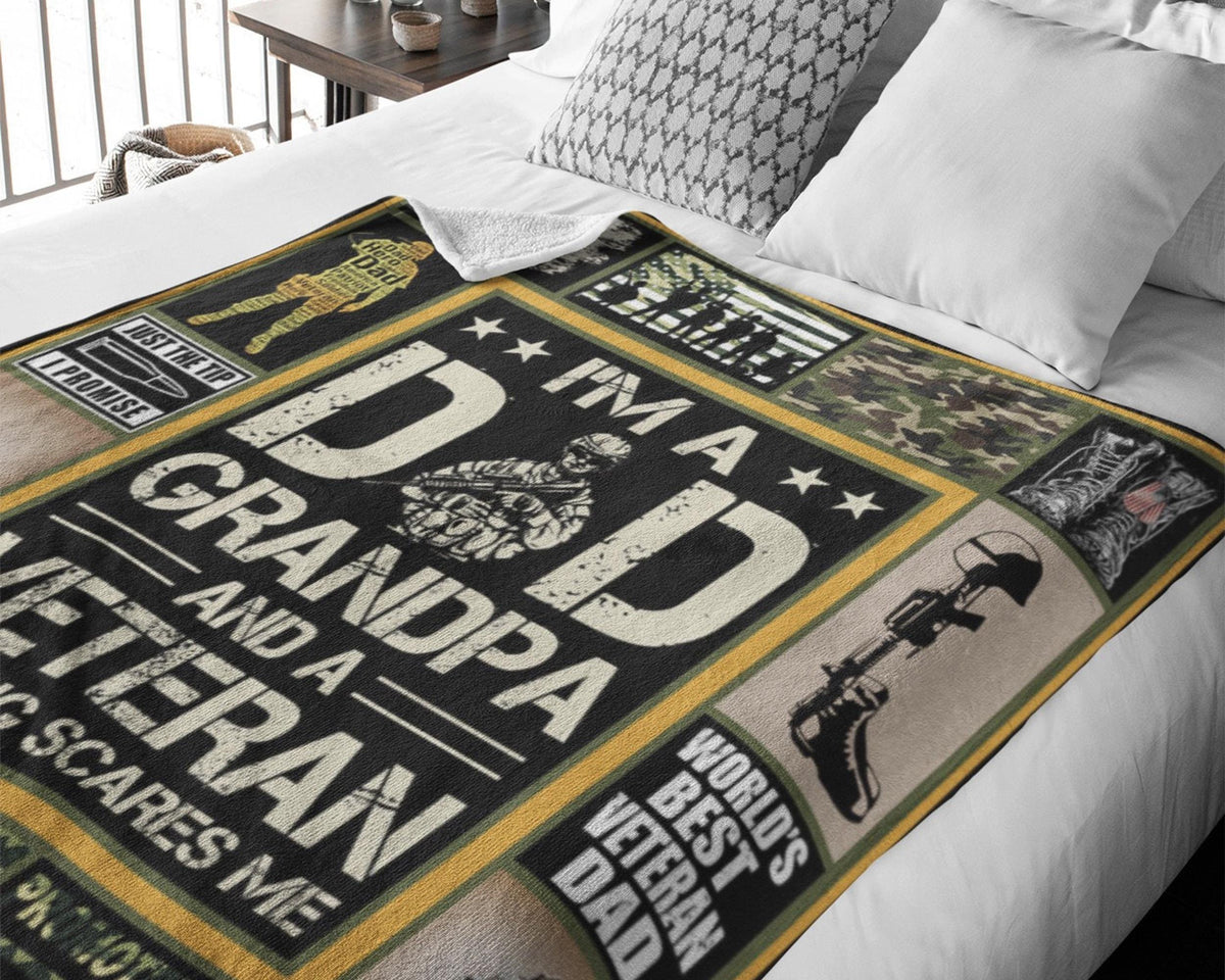US Veteran Dad Blanket, Proud Veteran Dad Blanket, US Army Dad Blanket, Military Blanket, Retired Veteran Dad Blanket, US Soldier Blanket
