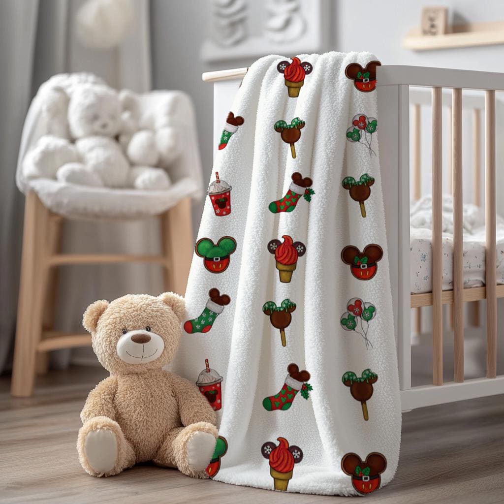 Disney Christmas Snacks Blanket, Food Mickey Blanket, Minnie Blanket, Holiday Fleece Blanket, Disney Home Decor, Mickey Blanket, Kid Gift