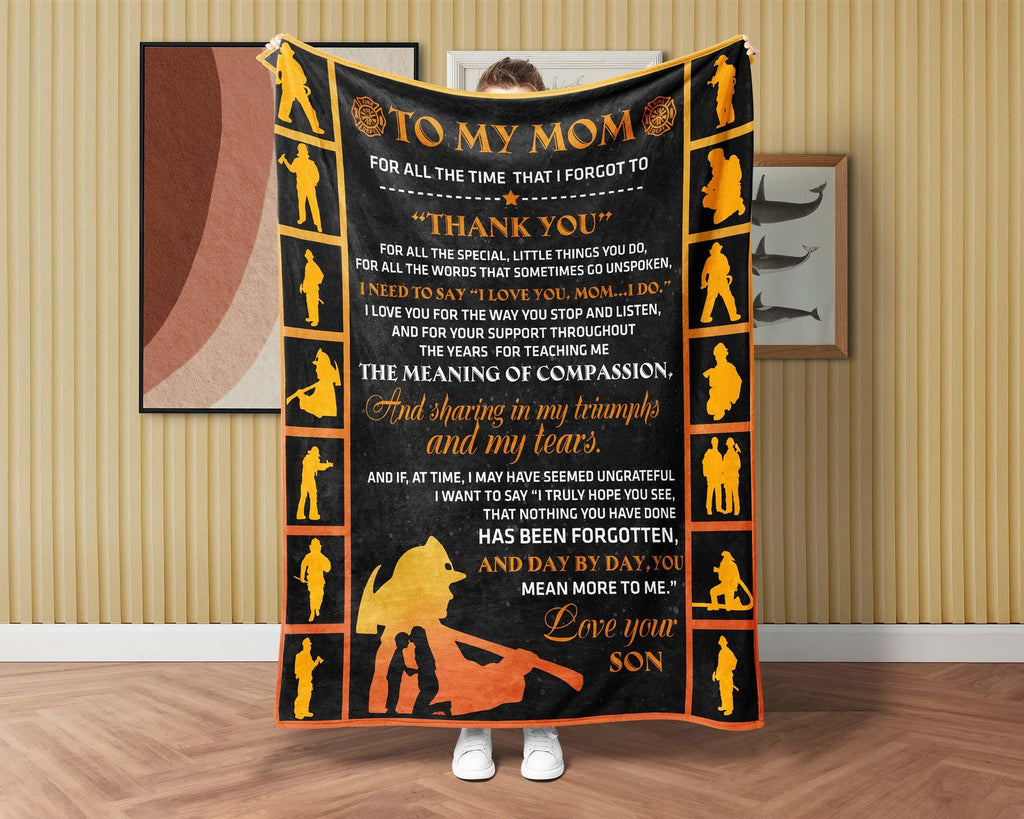 Firefighter Son Blanket, Letter To Firefighter Mom Blanket, Firefighter Blanket, Fireman Blanket, First Responder Blanket, Firefighter Gift