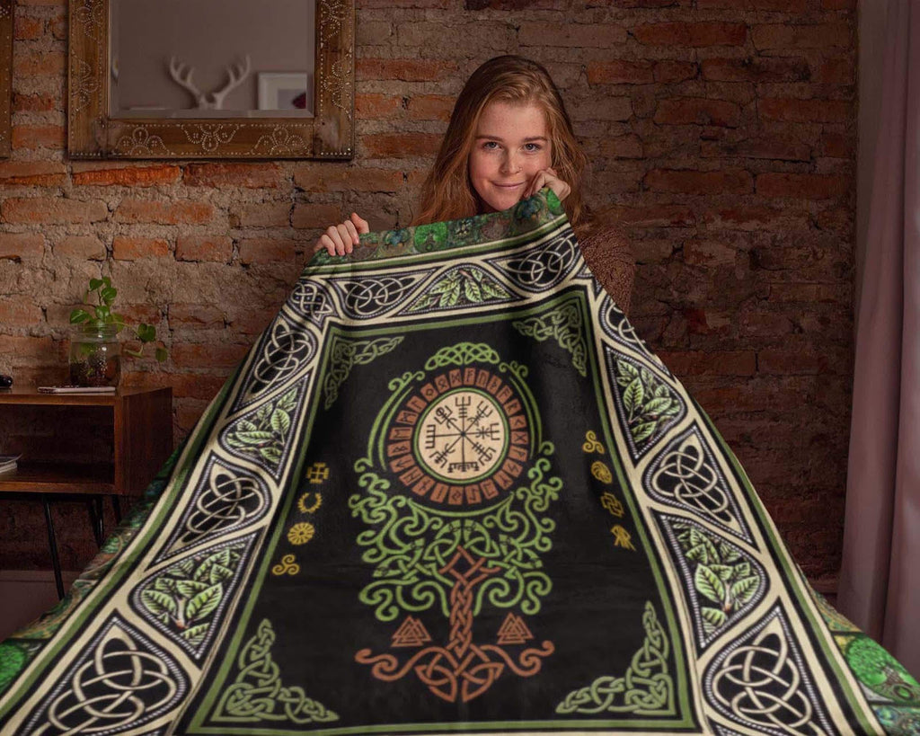 Tree Of Life Blanket, Green Celtic Blanket, Viking Blanket, Scottish Blanket, Irish Blanket, Shamrock Blanket, Scandinavian Blanket