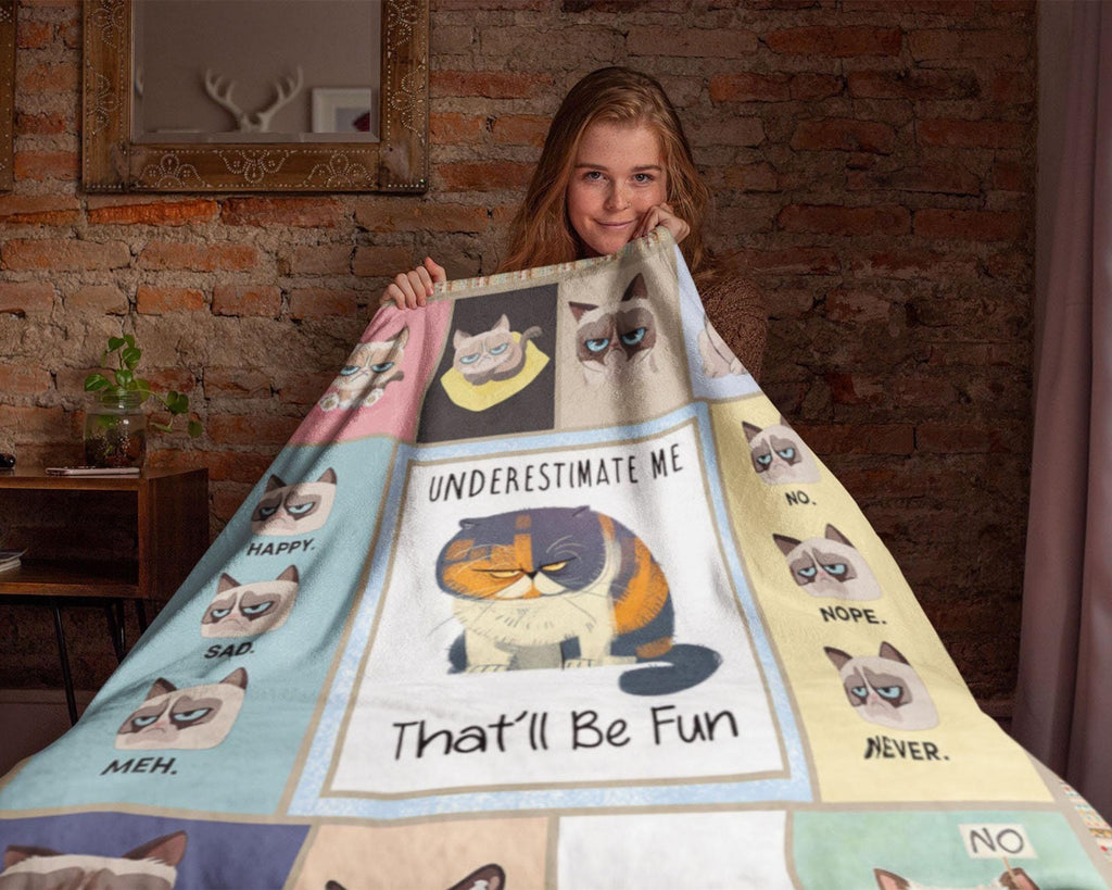 Grumpy Cat Blanket, Cat Lover Blanket, Funny Cat Fleece Sherpa Blanket, Cat Mom Blanket, Cat Owner Blanket, Grumpy Cat Gift, Cat Mom Gift