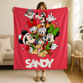 Personalized Name Mickey and Friends Christmas Throw Blanket, Custom Disneyland Christmas Cozy Blanket with Name,Mickey Minnie Blanket Gift