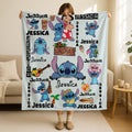 Personalized Lilo Stitch Blanket, Custom Name Stitch Kids Name Blanket, Disney Blanket, Ohana Means Family Blanket, Disneyland Stitch Gifts