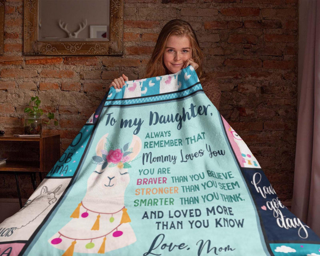 To My Daughter Llama Blanket From Mom, Mom Daughter Blanket, Llama Lover Blanket, Letter To Daughter Blanket, Daughter Birthday Gift