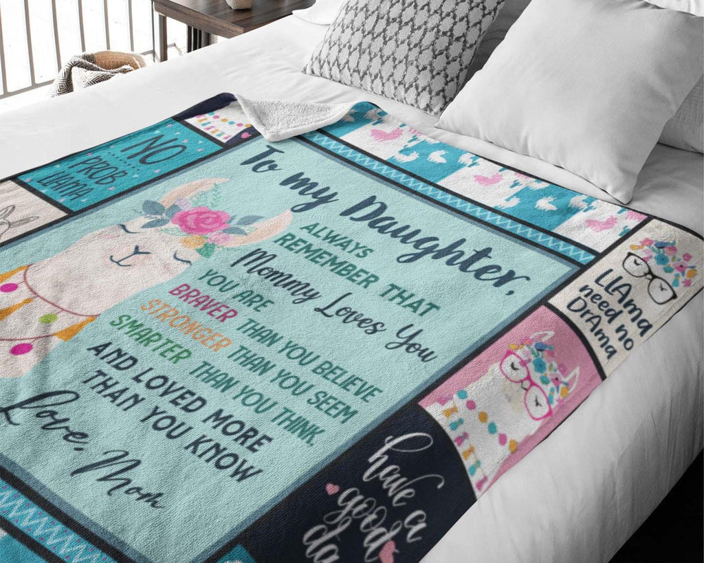 To My Daughter Llama Blanket From Mom, Mom Daughter Blanket, Llama Lover Blanket, Letter To Daughter Blanket, Daughter Birthday Gift