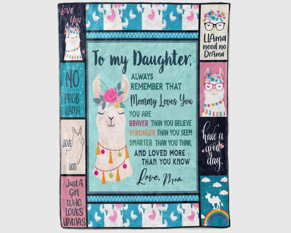 To My Daughter Llama Blanket From Mom, Mom Daughter Blanket, Llama Lover Blanket, Letter To Daughter Blanket, Daughter Birthday Gift
