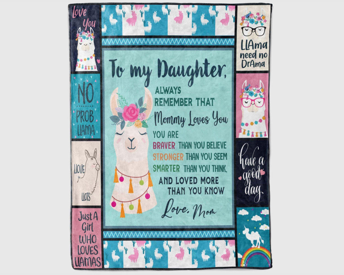 To My Daughter Llama Blanket From Mom, Mom Daughter Blanket, Llama Lover Blanket, Letter To Daughter Blanket, Daughter Birthday Gift