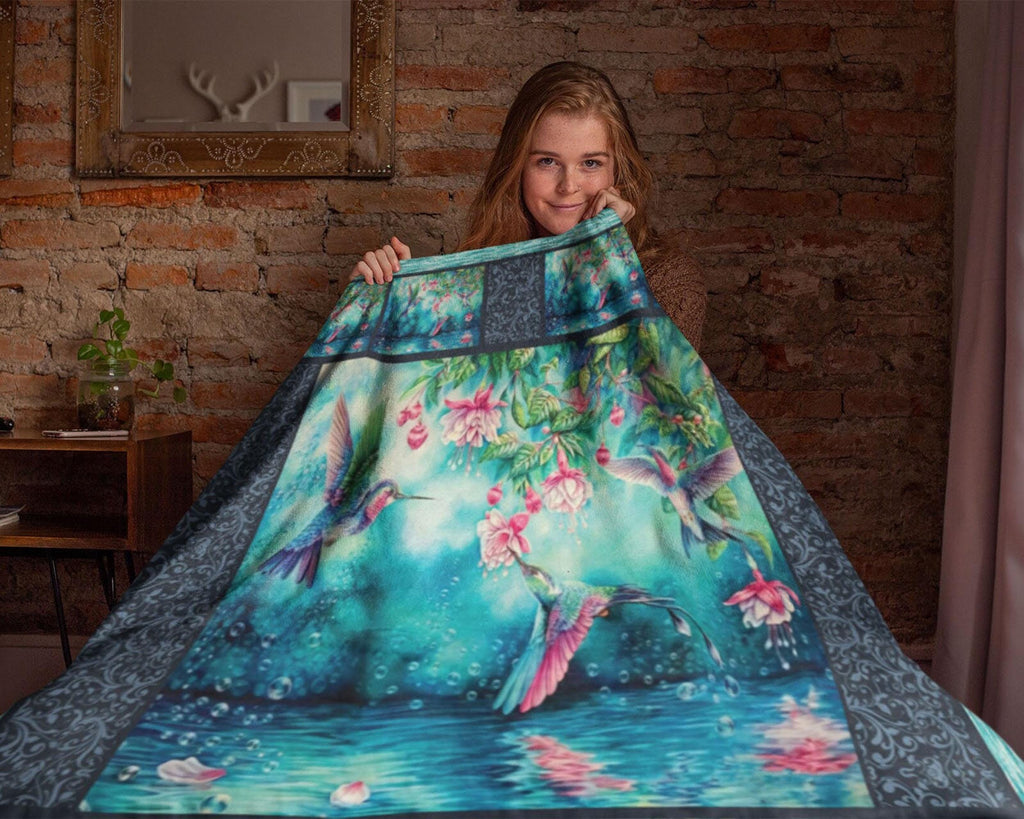Hummingbird Fleece Sherpa Blanket, Heaven Blanket, I Am Always With You, Bird Blanket, Loss Of Loved One Blanket, Remembrance Blanket