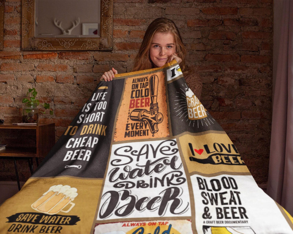 Craft Beer Fleece Sherpa Blanket, Beer Lover Blanket, Alcohol Blanket, Beer Dad Blanket, Drinking Blanket, Husband Blanket, Beer Lover Gift