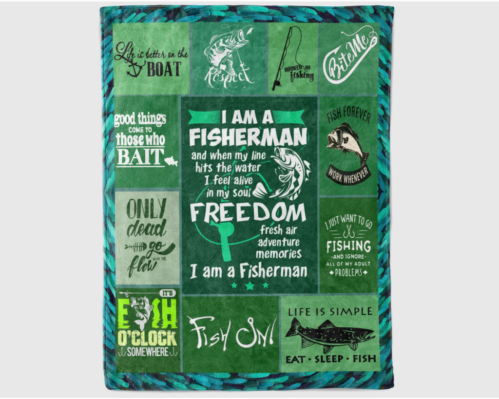 Fishing Fleece Sherpa Blanket, Fishing Dad Blanket, Boat Life Blanket, Fisherman Blanket, Fish Lover Fleece Sherpa Blanket, Husband Blanket