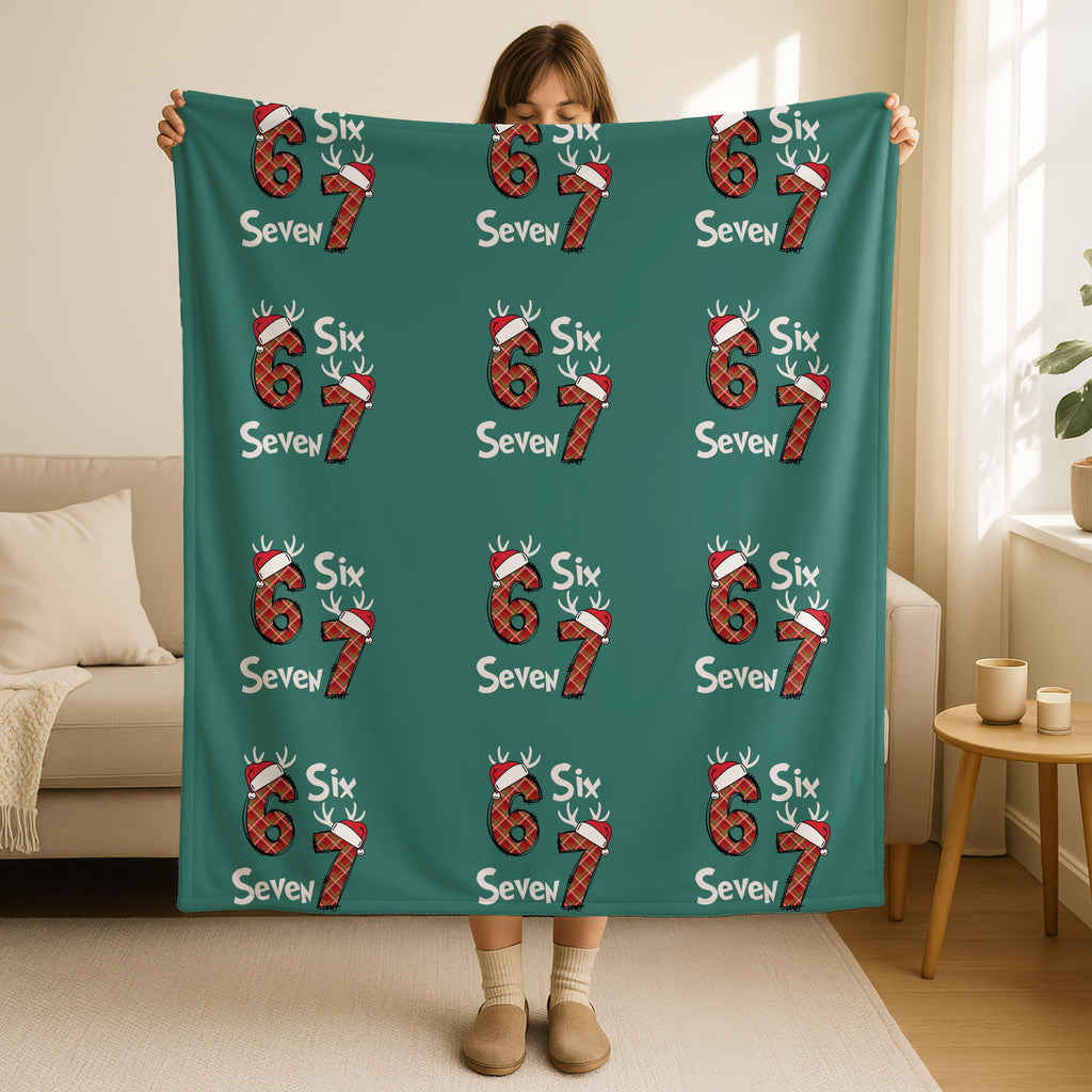 Funny 6 7 Throw Blanket, Cozy Holiday Decor, Perfect Gift for Christmas, 6 7 Meme Blanket, Christmas Meme Blanket, Teen Xmas Room Decor