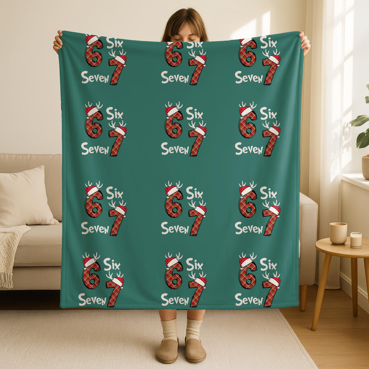 Funny 6 7 Throw Blanket, Cozy Holiday Decor, Perfect Gift for Christmas, 6 7 Meme Blanket, Christmas Meme Blanket, Teen Xmas Room Decor