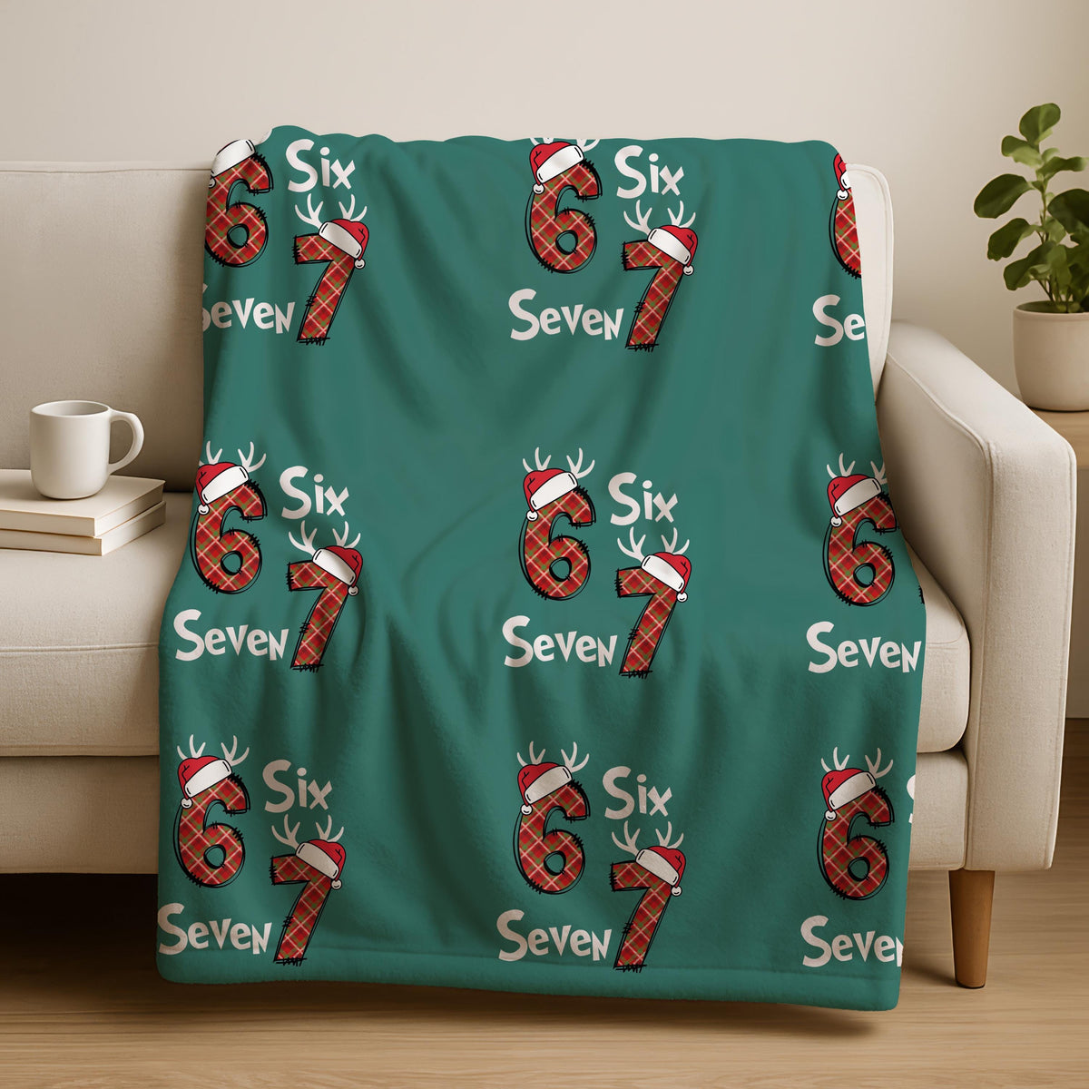 Funny 6 7 Throw Blanket, Cozy Holiday Decor, Perfect Gift for Christmas, 6 7 Meme Blanket, Christmas Meme Blanket, Teen Xmas Room Decor