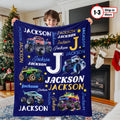 Personalized Monster Truck Name Blanket for Kids – Custom Truck Blanket, Boys Christmas Gift, Custom Name Throw Blanket