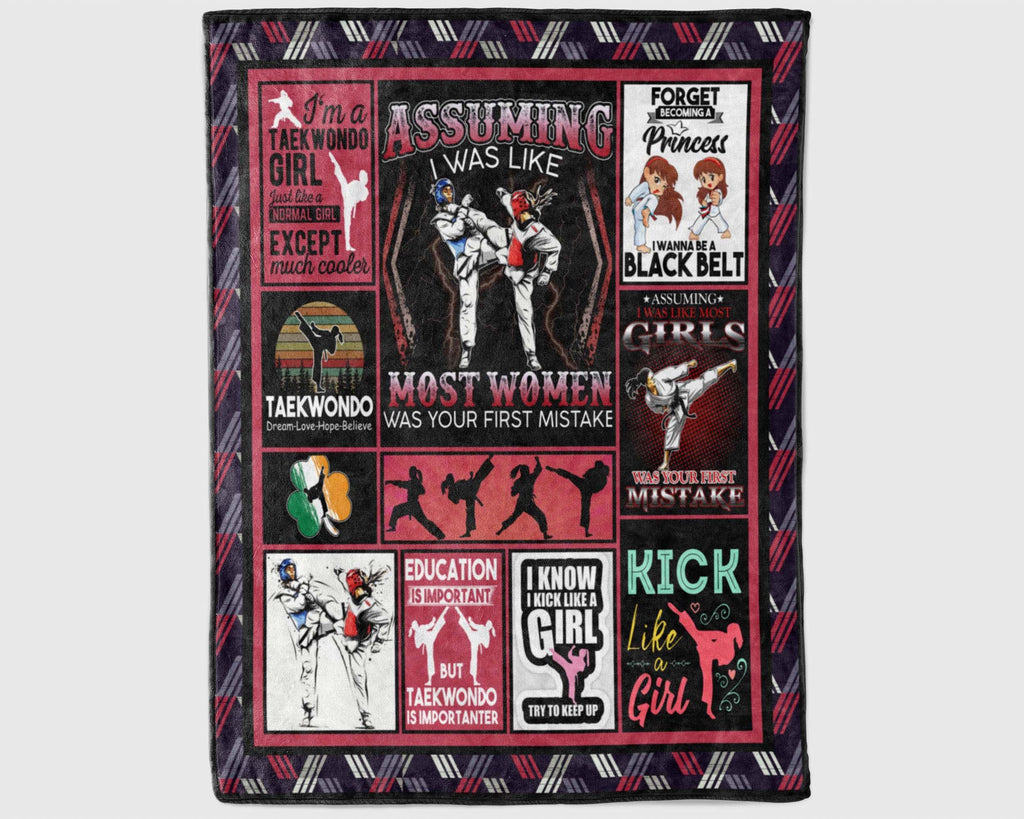 Taekwondo Blanket, Martial Blanket, Taekwondo Fleece Sherpa Blanket, Taekwondo Girl Blanket, Martial Lover Blanket, Korean Martial Blanket
