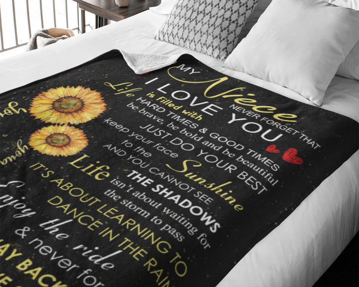 To My Niece From Aunt Blanket, Niece Sunflower Blanket, Niece Blanket From Aunt, Niece Aunt Fleece Sherpa Blanket, Niece Birthday Gift