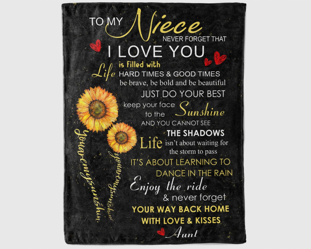 To My Niece From Aunt Blanket, Niece Sunflower Blanket, Niece Blanket From Aunt, Niece Aunt Fleece Sherpa Blanket, Niece Birthday Gift
